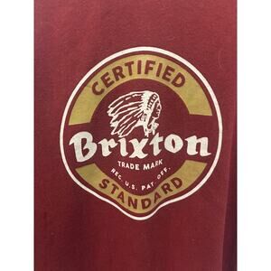 Brixton Crewneck Sweatshirt Red Maroon Gold Indian Head Logo Men's Large